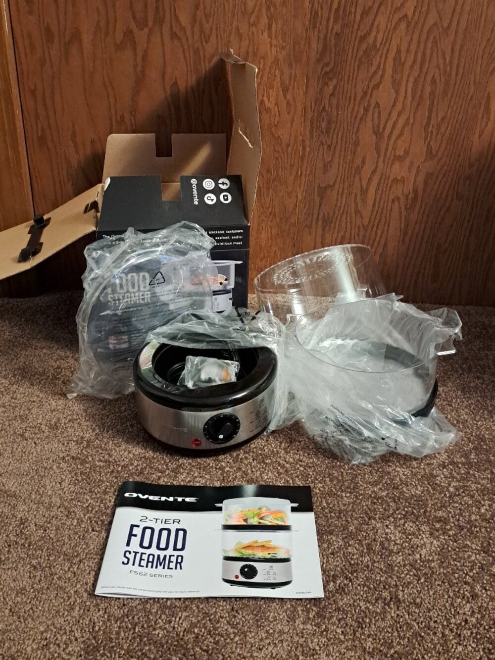 NIB OVENTE 2 Tier Electric Food Steamer for Cooking Vegetables,Stainless Steel - Picture 6 of 12